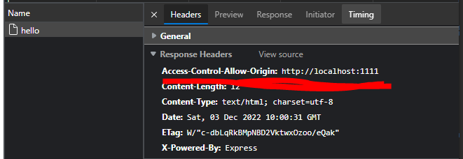 allowed origin header in client on port 1111